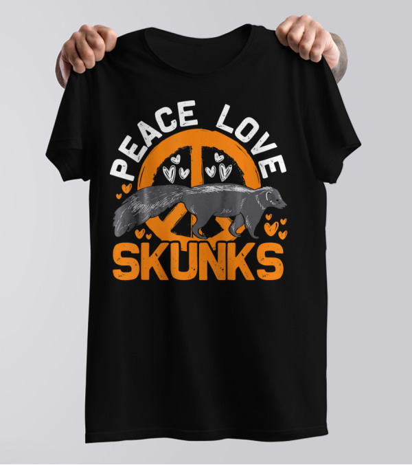 Peace Love Skunks Hippie Idea Animal Hearts T-Shirt
