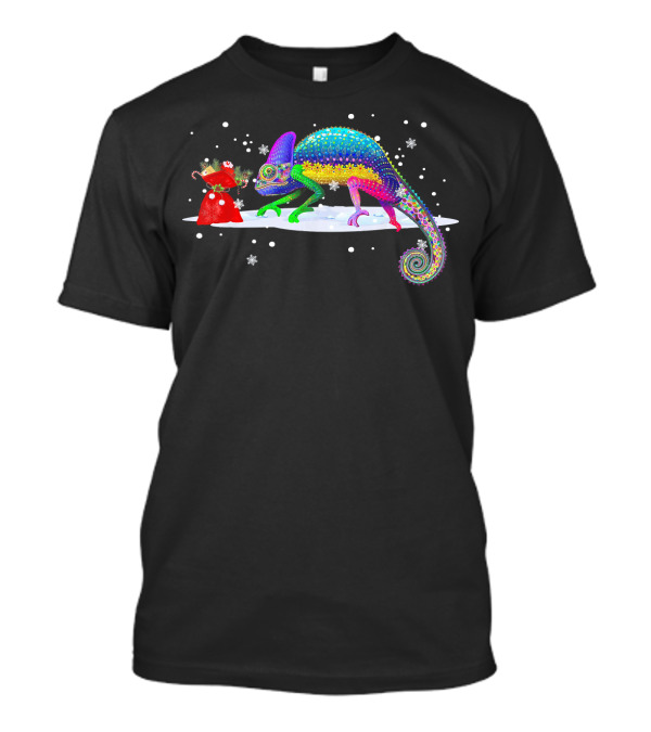 Chameleon Santa Hat Snow Christmas Fun T-Shirt
