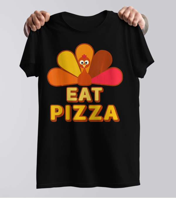 Turkey Eats Pizza Thanksgiving Humor T-Shirt