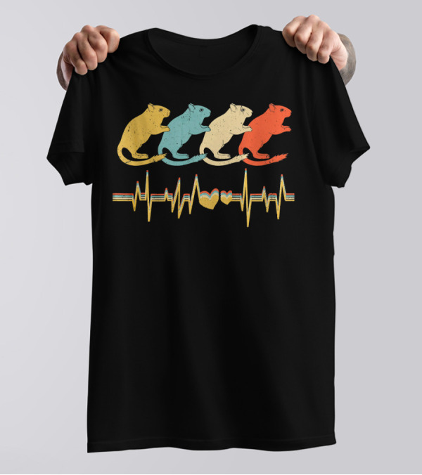 Gerbil Vintage Heartbeat Retro T-Shirt