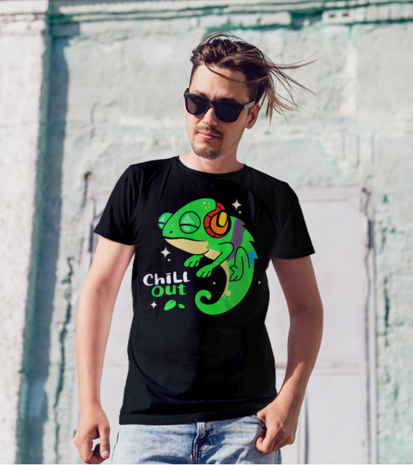 Chill Out Headphone Chameleon Music Relaxation T-Shirt