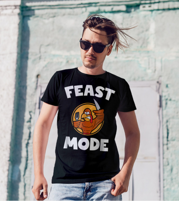 Feast Mode Thanksgiving Family Turkey Fork Knife T-Shirt