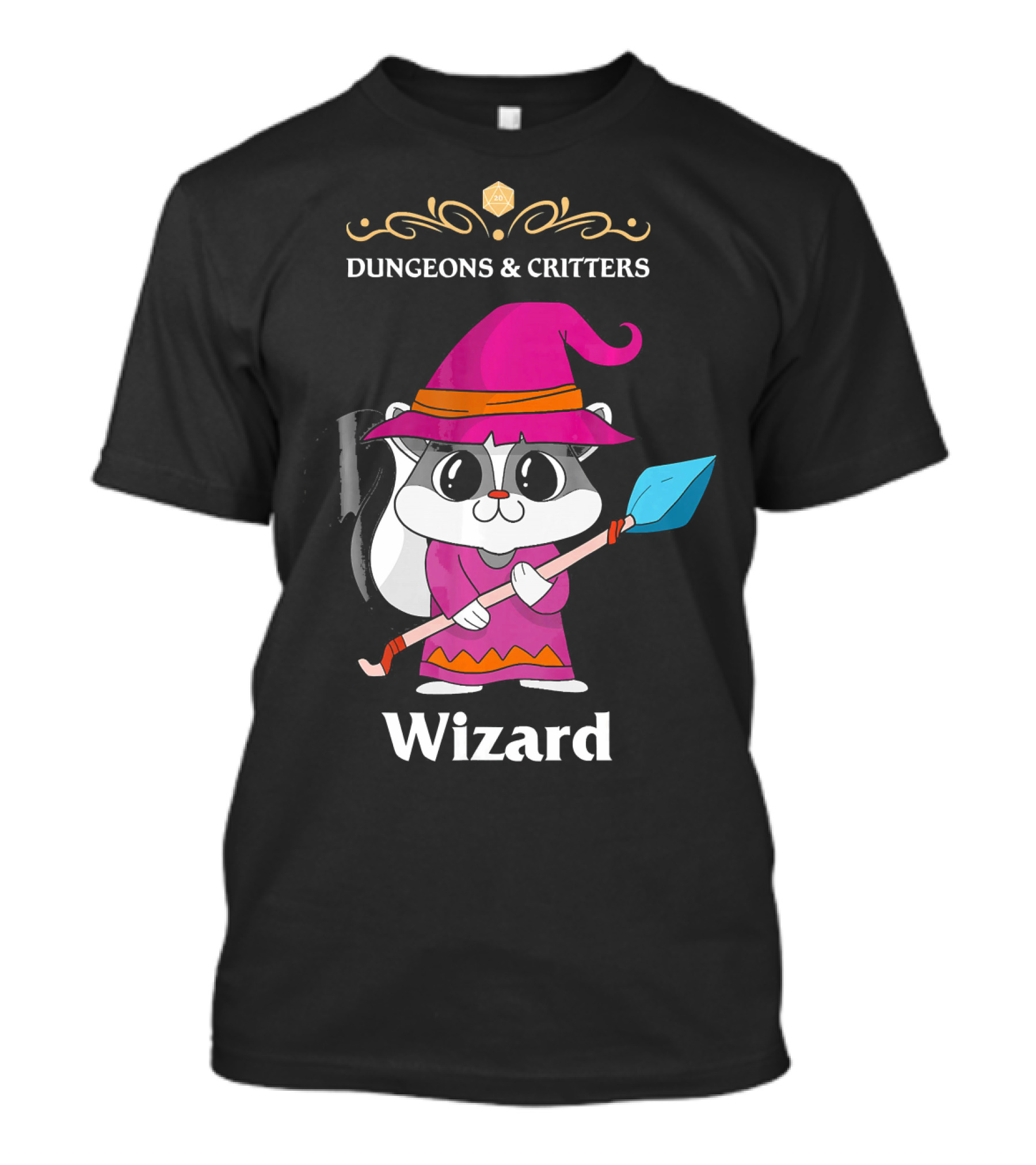 Skunk Wizard Dungeons And Critters RPG T-Shirt