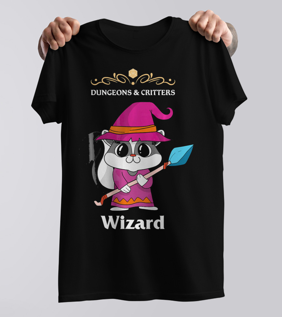 Skunk Wizard Dungeons And Critters RPG T-Shirt