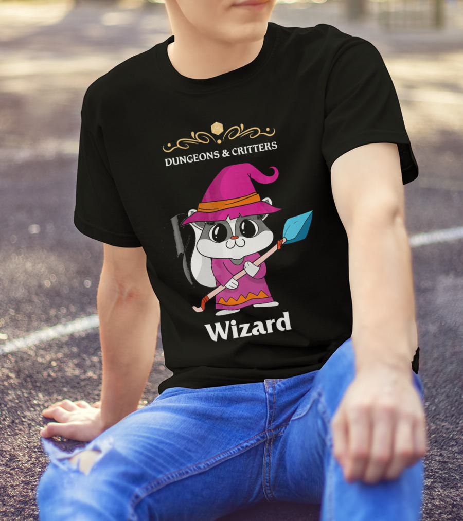 Skunk Wizard Dungeons And Critters RPG T-Shirt