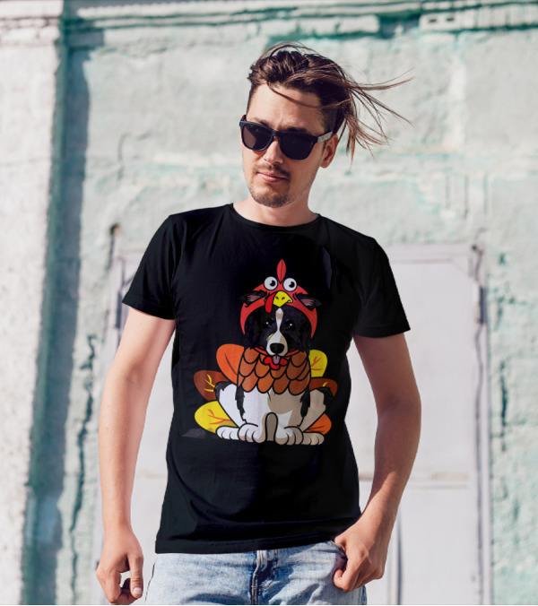 Funny Border Collie In Turkey Costume T-Shirt