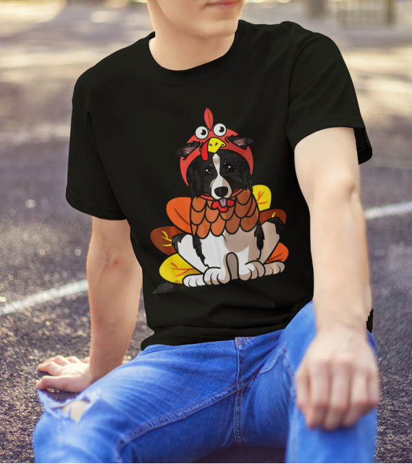 Funny Border Collie In Turkey Costume T-Shirt