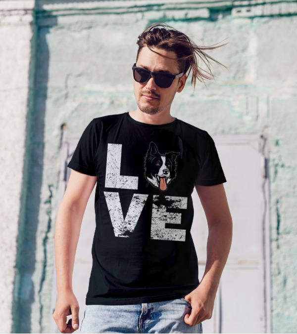 LOVE Border Collie Head T-Shirt