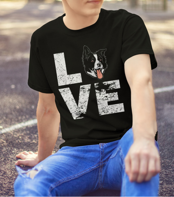LOVE Border Collie Head T-Shirt