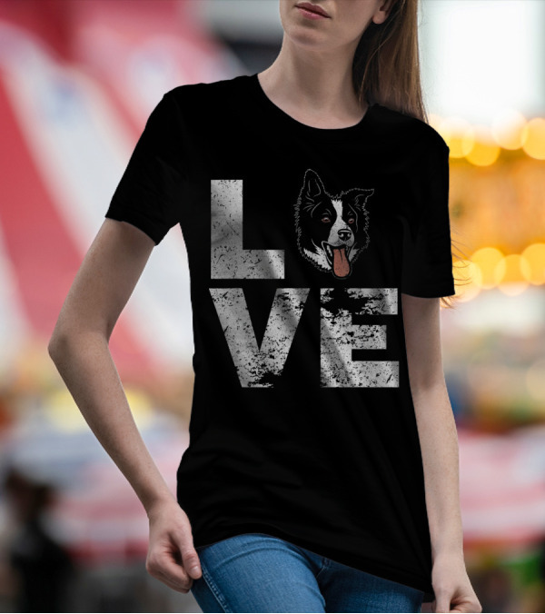 LOVE Border Collie Head T-Shirt