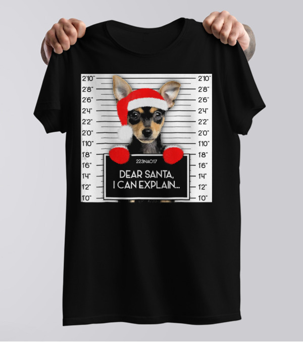 Dear Santa I Can Explain Xmas Miniature Pinscher Lover Santa Hat T-Shirt