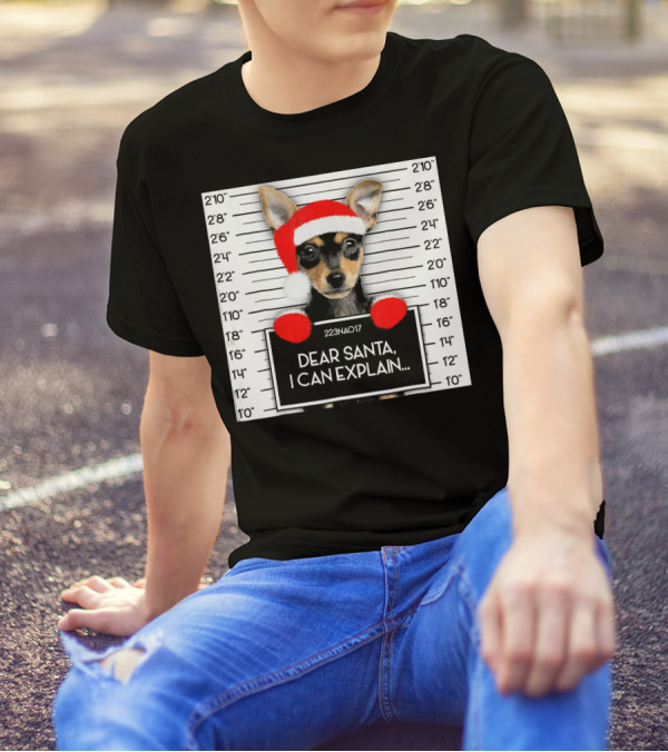 Dear Santa I Can Explain Xmas Miniature Pinscher Lover Santa Hat T-Shirt