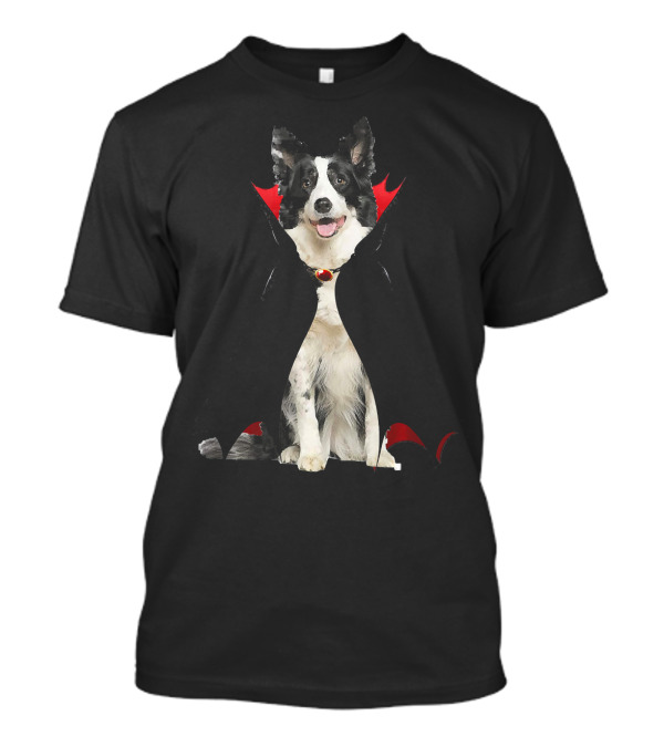 Funny Vampire Border Collie Dog Cloak T-Shirt