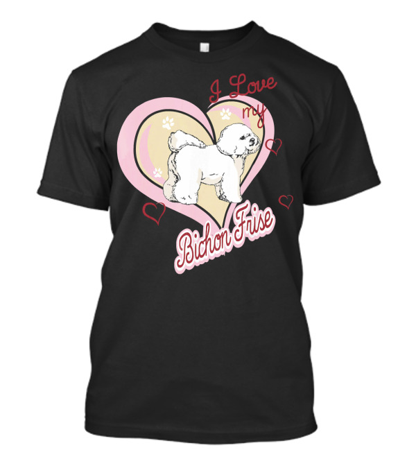I Love My Bichon Frise Heart Paw Prints T-Shirt