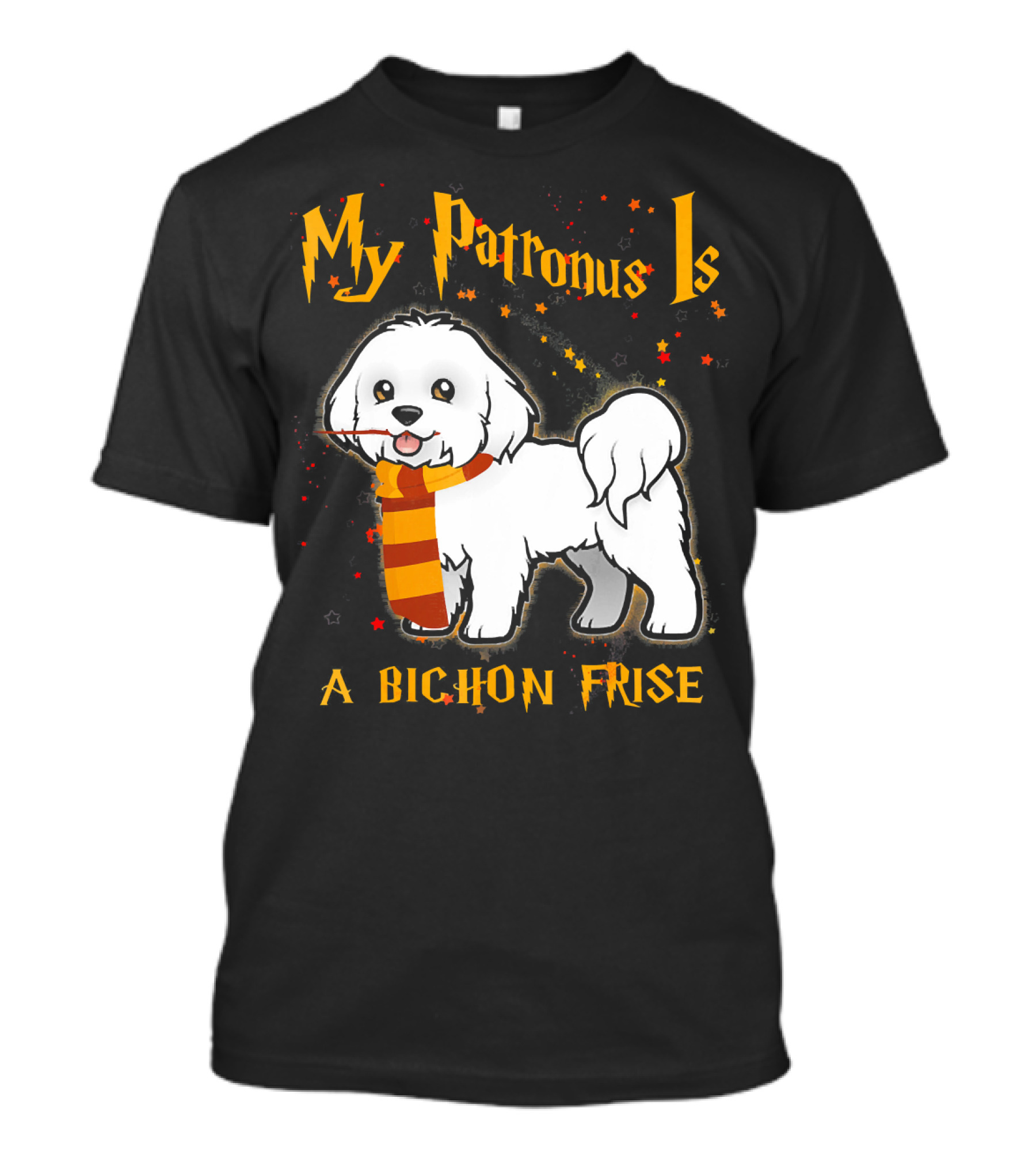 My Patronus Is A Bichon Frise Magic Dog With Scarf And Stars T-Shirt