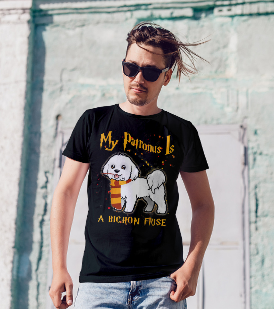 My Patronus Is A Bichon Frise Magic Dog With Scarf And Stars T-Shirt