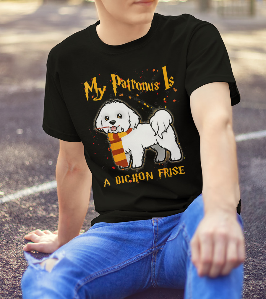My Patronus Is A Bichon Frise Magic Dog With Scarf And Stars T-Shirt