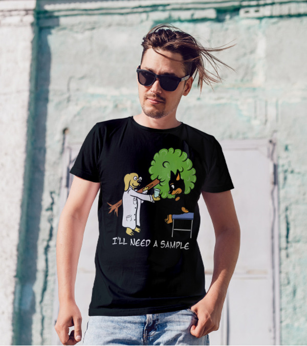 Funny Miniature Pinscher I'll Need A Sample Vet Dog Tree Scene T-Shirt