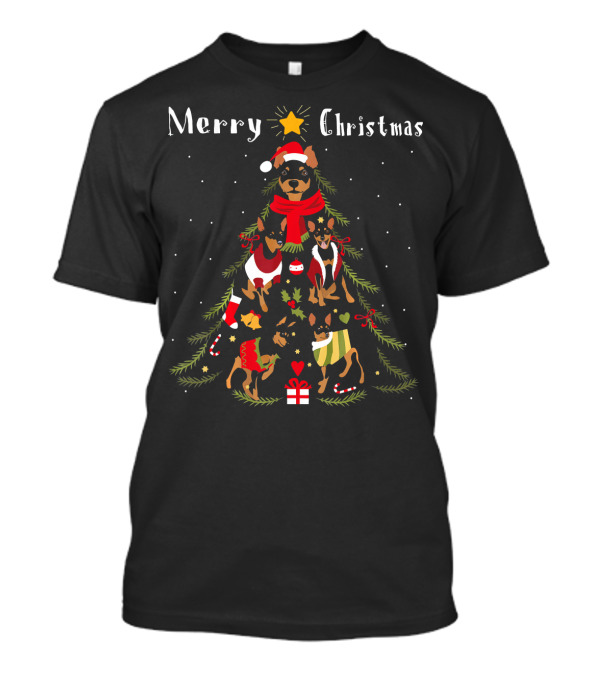 Merry Christmas Miniature Pinscher Tree T-Shirt