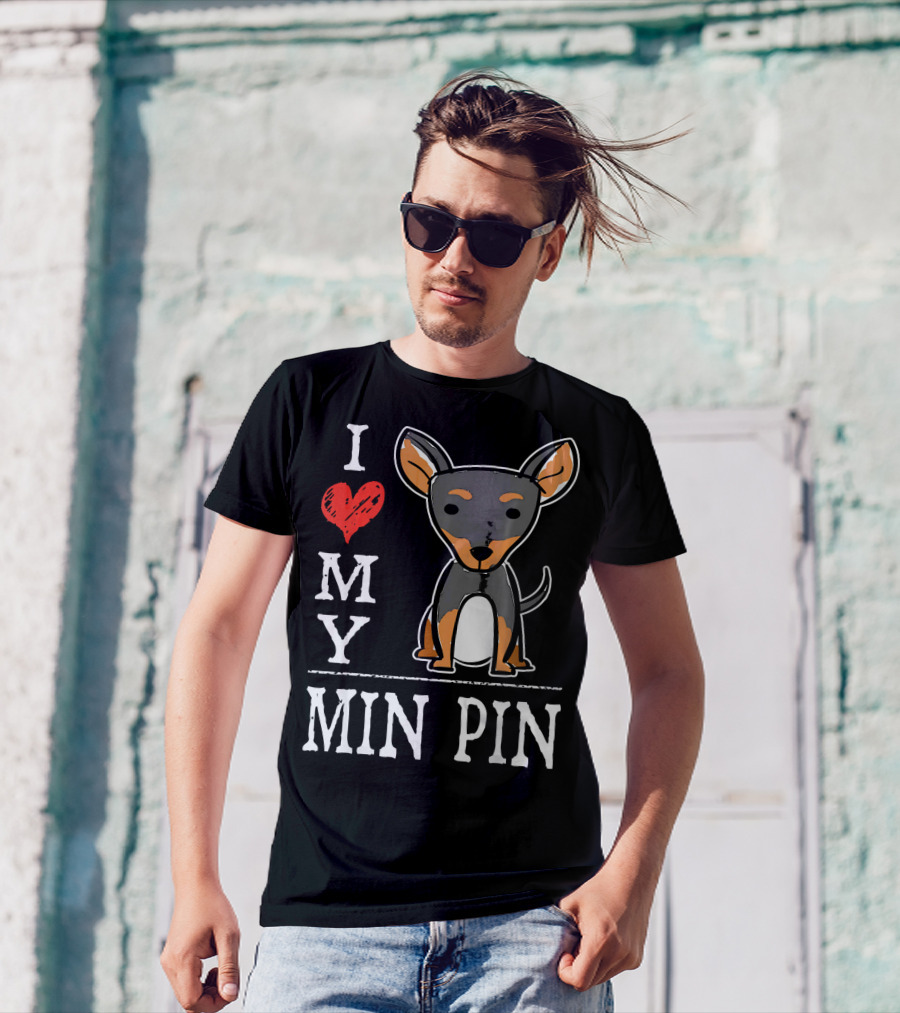 I Love My Min Pin Cute Cartoon Mini T-Shirt