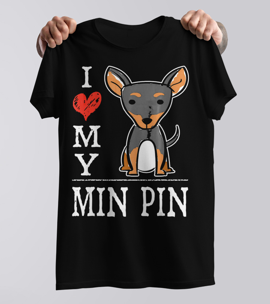 I Love My Min Pin Cute Cartoon Mini T-Shirt