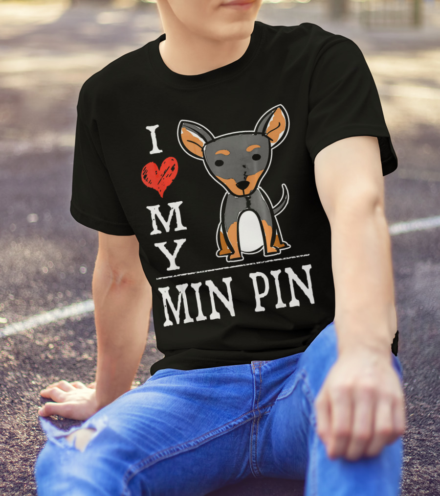 I Love My Min Pin Cute Cartoon Mini T-Shirt