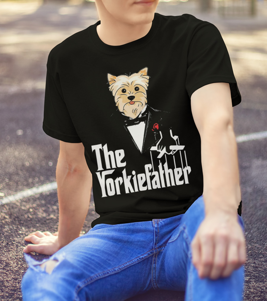 The Yorkiefather Mafia Dog Puppet Tuxedo T-Shirt