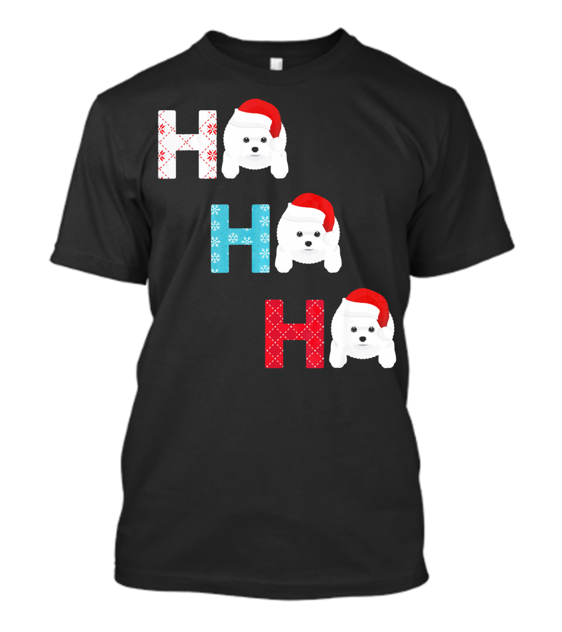 Ho Ho Ho Bichon Frise Santa Christmas Dog Wearing Santa Hat T-Shirt