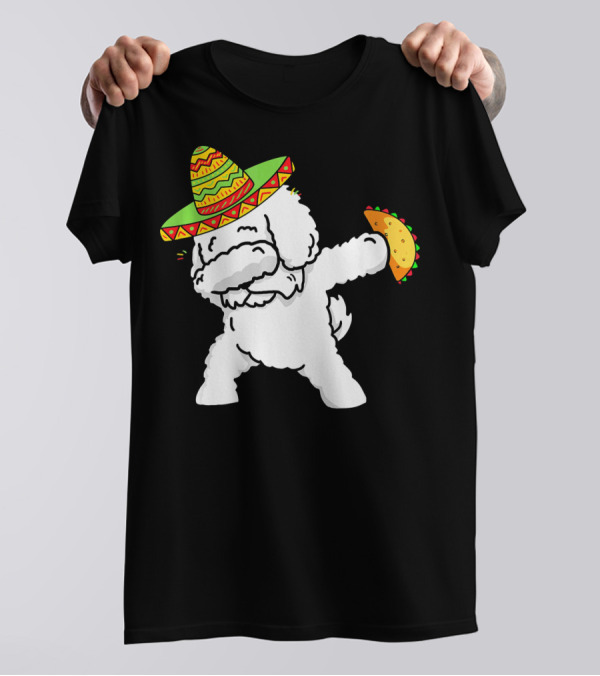 Funny Bichon Frise Dabbing Taco Cinco De Mayo Sombrero T-Shirt