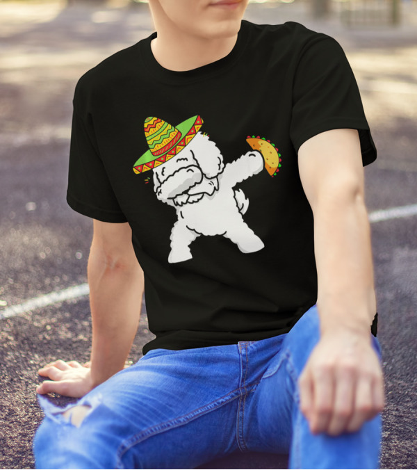 Funny Bichon Frise Dabbing Taco Cinco De Mayo Sombrero T-Shirt