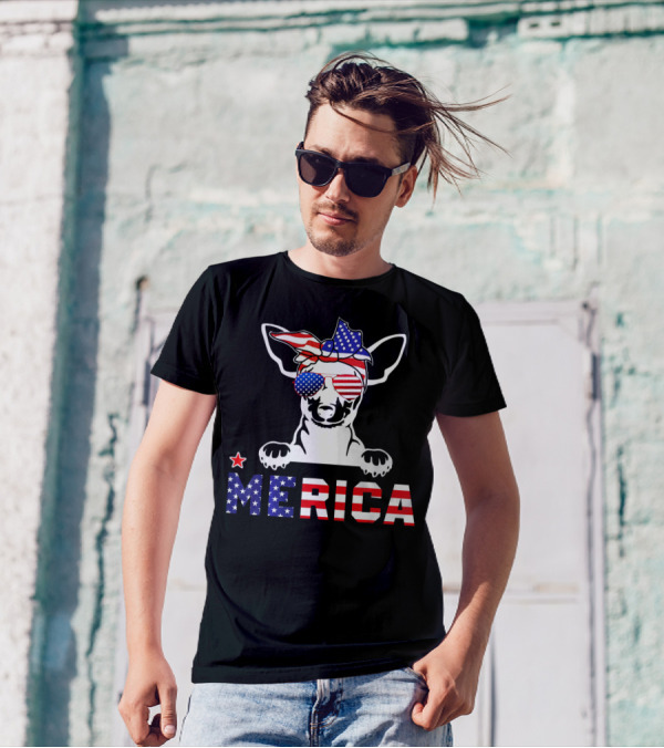 Miniature Pinscher Merica Patriotic USA Flag 4th Of July Dog T-Shirt