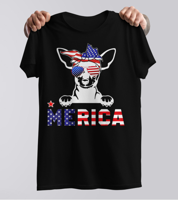 Miniature Pinscher Merica Patriotic USA Flag 4th Of July Dog T-Shirt
