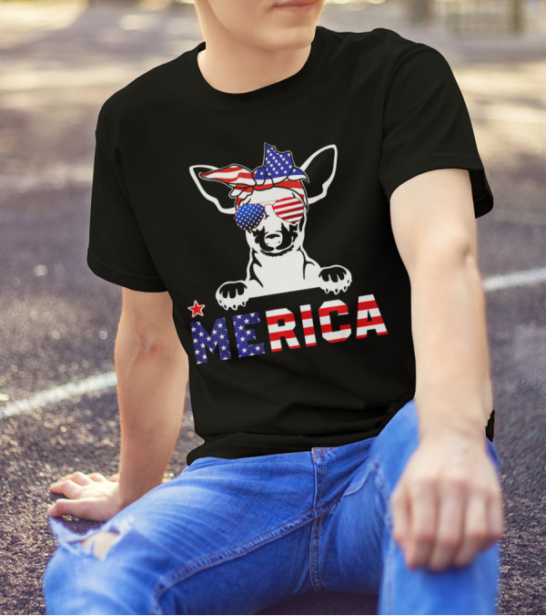 Miniature Pinscher Merica Patriotic USA Flag 4th Of July Dog T-Shirt