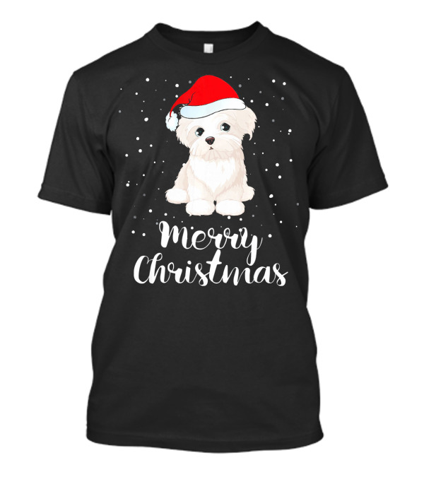 Merry Christmas Bichon Frise In Santa Hat T-Shirt