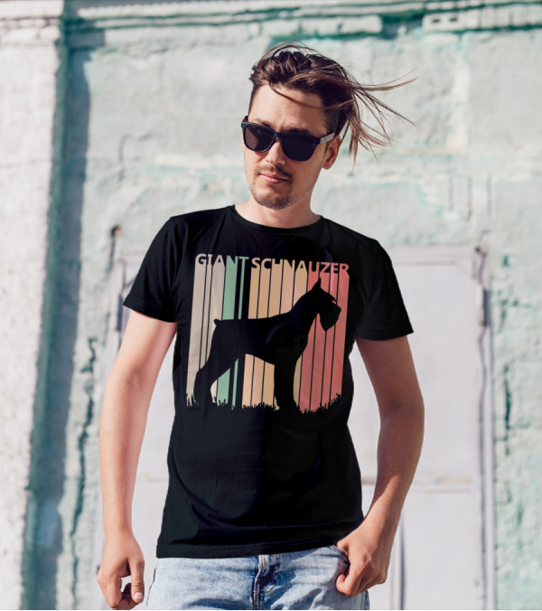 Giant Schnauzer Silhouette Retro Valentines Day T-Shirt
