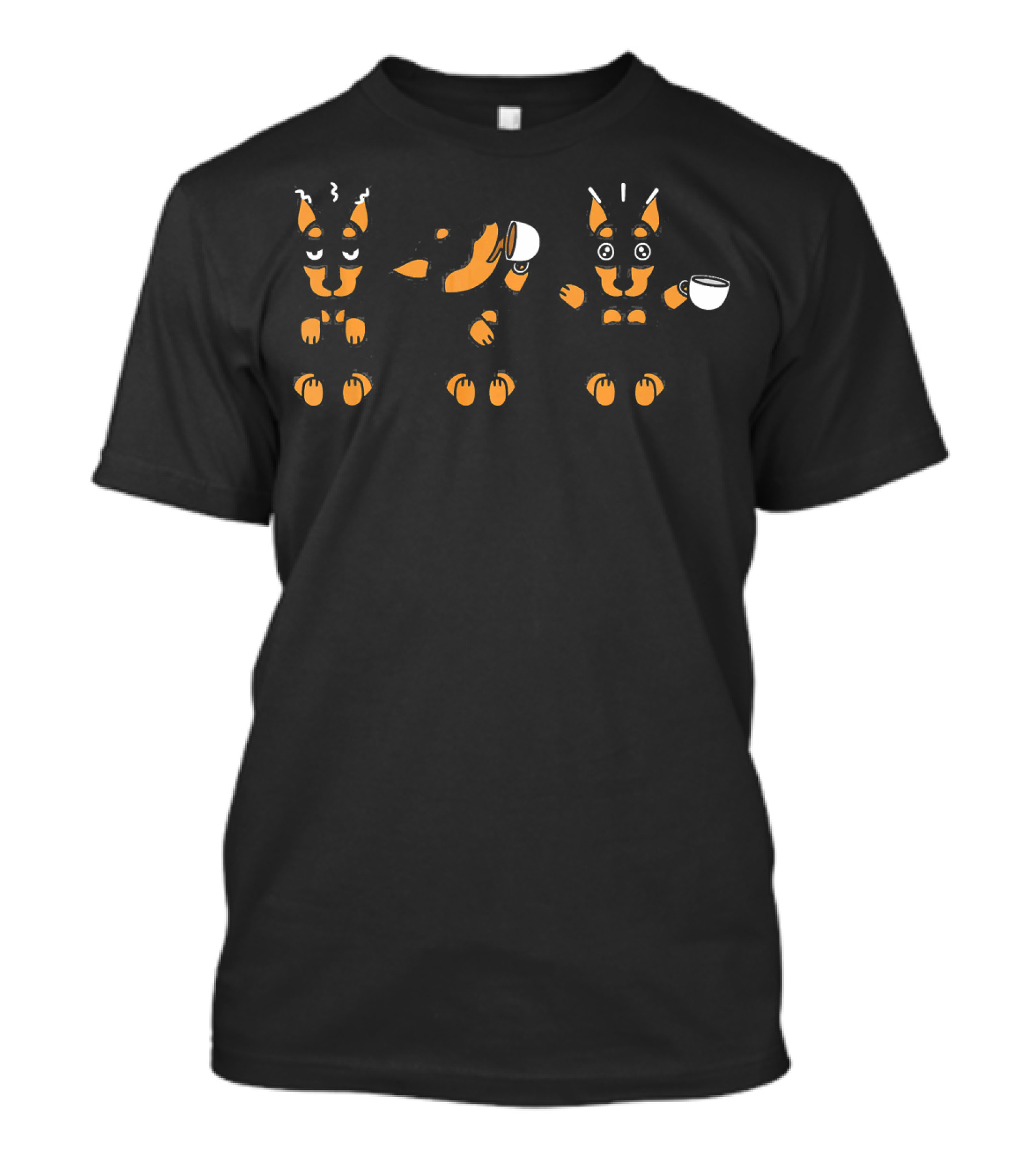 Miniature Pinscher Coffee Lover Funny Dog Poses T-Shirt