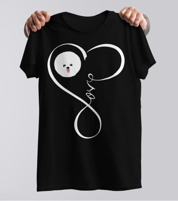 Love Cute Bichon Frise Love Bic Bichon Frise In Heart-Shaped Script T-Shirt