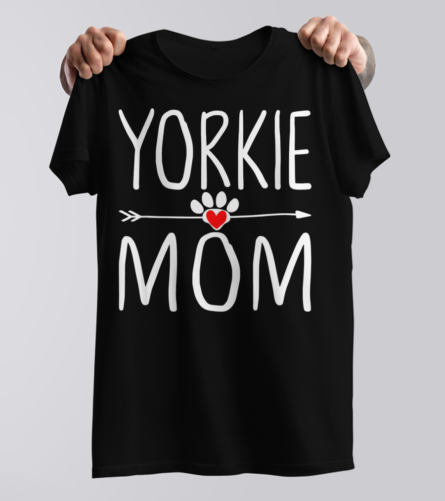 YORKIE MOM Paw Heart Arrow Matching Dog T-Shirt