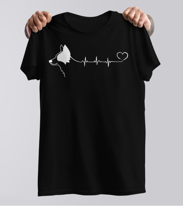 Funny Border Collie Heartbeat Line T-Shirt