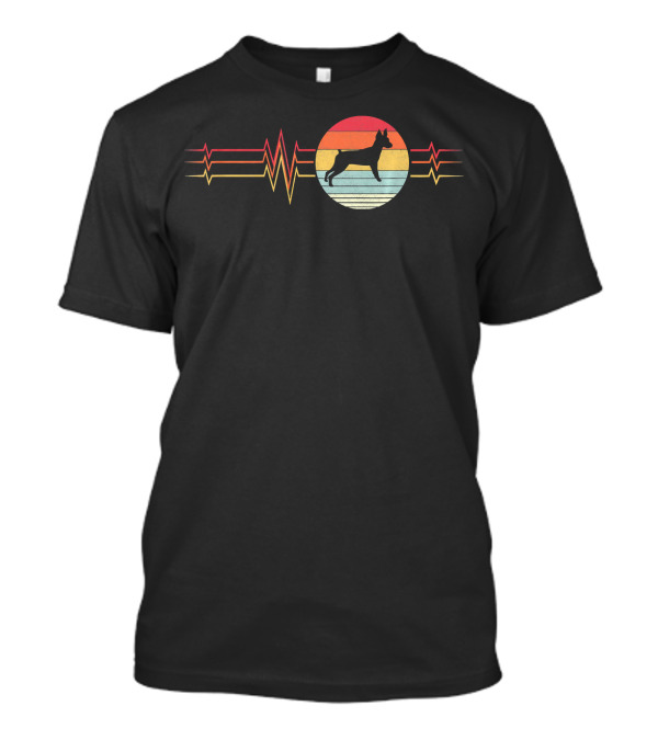 Retro Heartbeat Miniature Pinscher Dog Vintage Sunset T-Shirt