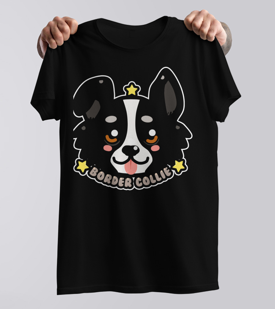KAWAII Border Collie Cute Dog With Stars T-Shirt