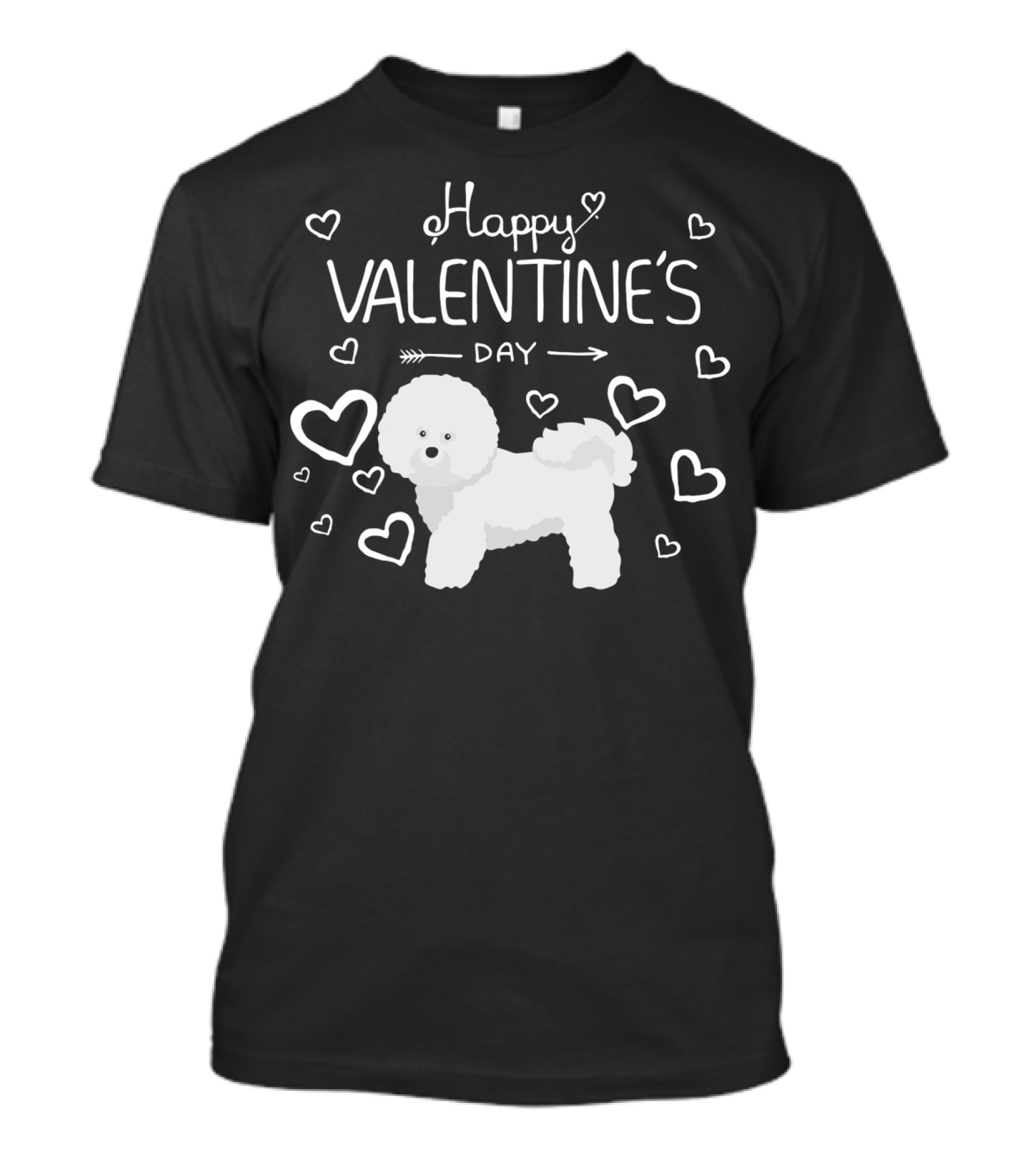 Happy Valentine's Day My Dog Is My Valentine Bichon Frise Hearts T-Shirt