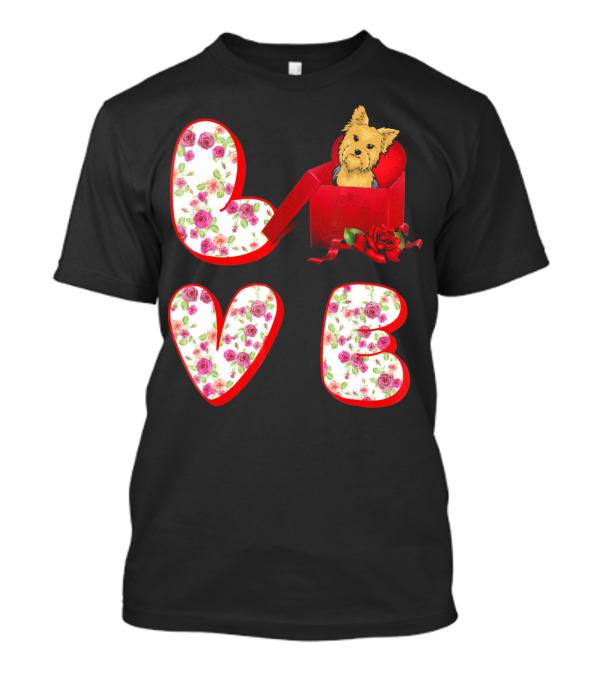 Yorkshire Terrier Love Valentine Roses Heart Box T-Shirt