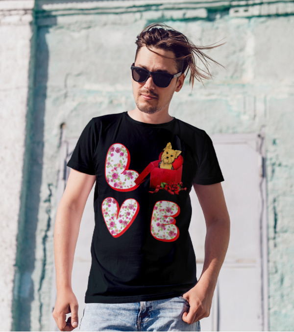 Yorkshire Terrier Love Valentine Roses Heart Box T-Shirt