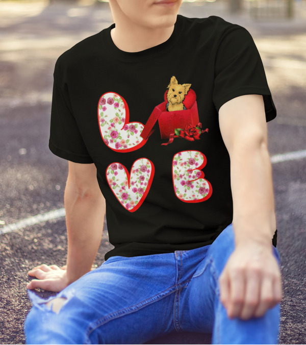 Yorkshire Terrier Love Valentine Roses Heart Box T-Shirt