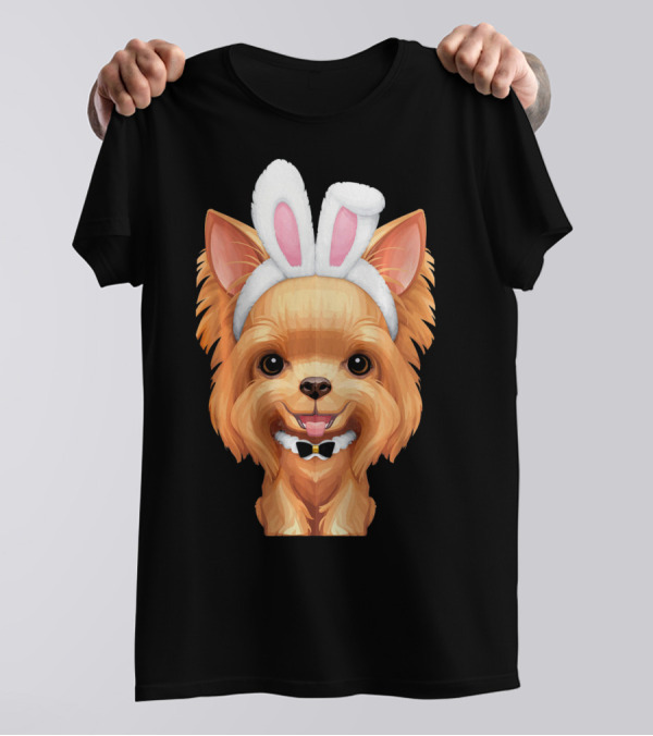 Yorkshire Terrier With Easter Bunny Ears And Bow Tie T-Shirt
