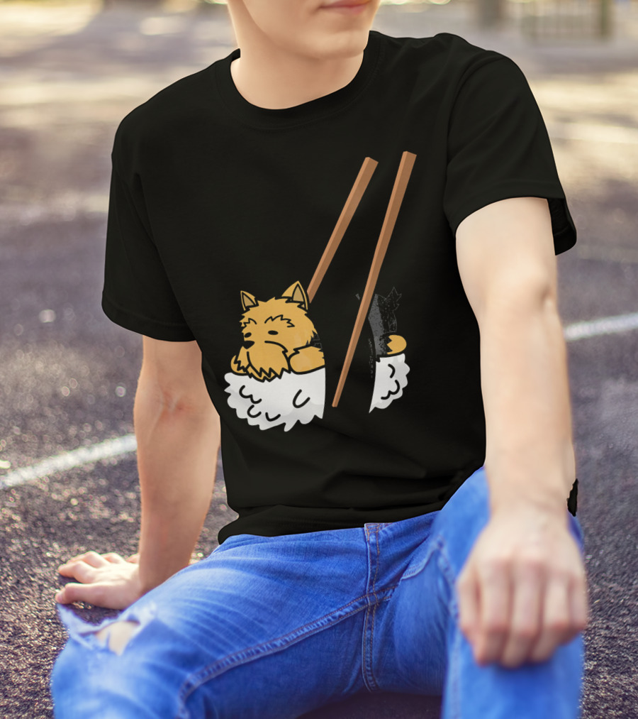 Yorkshire Terrier Sushi Chopsticks Funny Dog T-Shirt