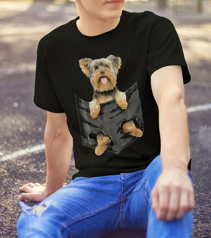 Yorkshire Terrier Dog In Pocket Yorkshire Terrier Mid Yorkshi T-Shirt