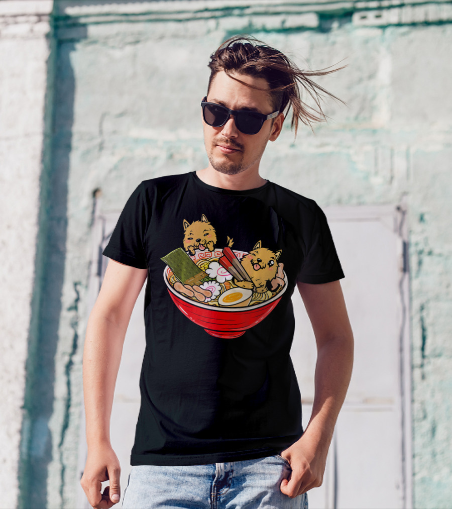 Yorkshire Terrier Ramen Kawaii Bowl Japan T-Shirt