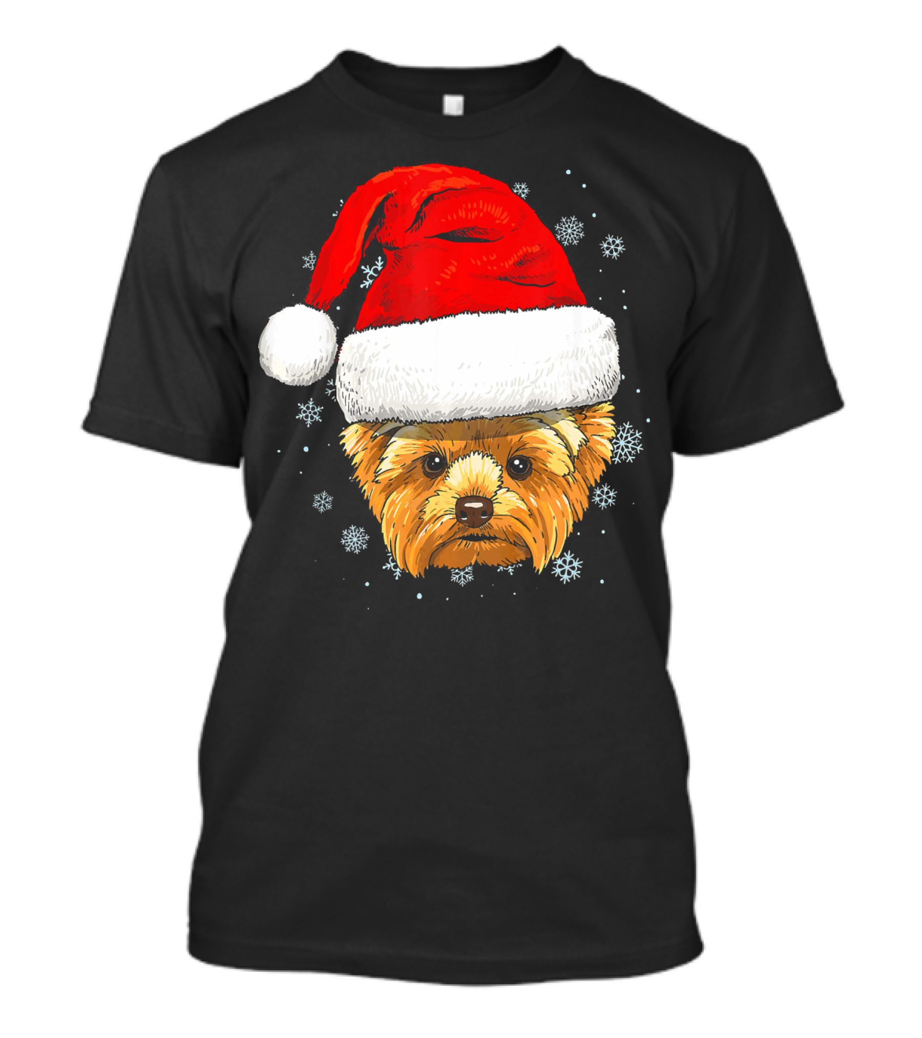 Yorkshire Terrier Santa Hat Christmas Snowflake Holiday Magic T-Shirt